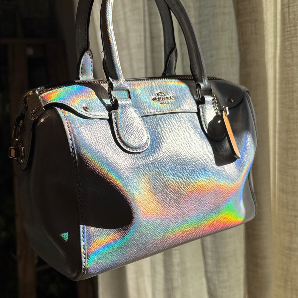 Holographic Leather Satchel